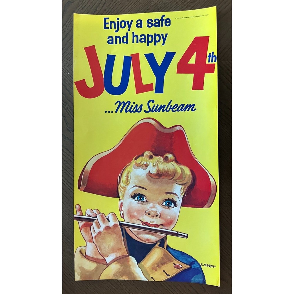 Little‎ Miss Sunbeam Bread July 4th 21'' x 11'' Poster Ephemera 1970 Segner